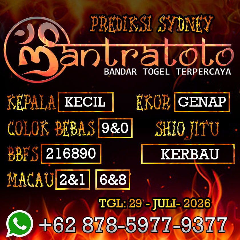 ANGKA TOGEL SYDNEY 29 JULI 2026